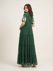 Noelle tiered Dress- Basil Green