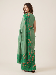 Heera Green Checks Saree with Blouse