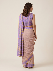 Mini Lavender Checks Saree with Blouse