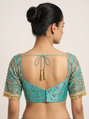Sea Green Hand Embroidered Blouse