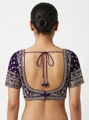 Purple and Pink Hand Embroidered Bridal Blouse