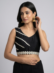 Black Blouse with Crochet Detailing