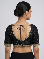 Black Hand Embroidered Elbow Blouse