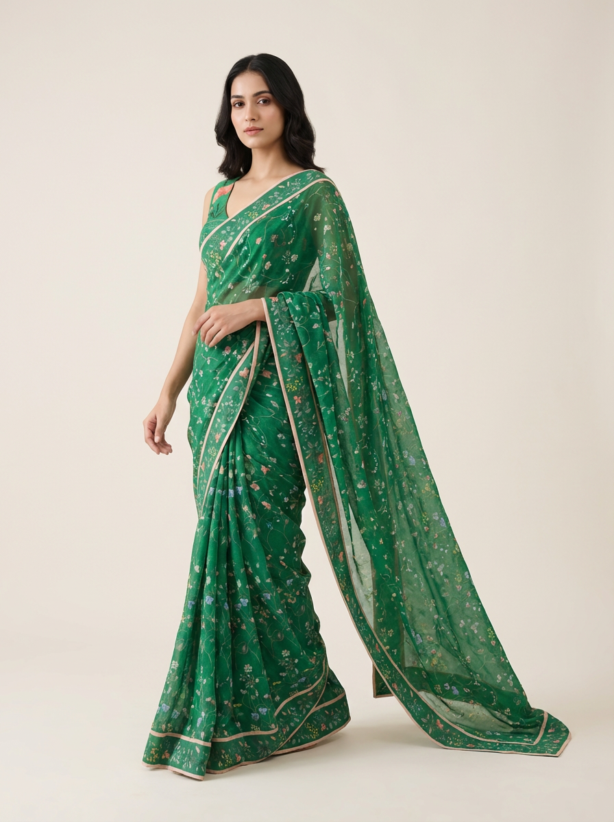 Jenny Green Saree with Blouse