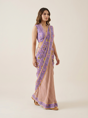 Mini Lavender Checks Saree with Blouse