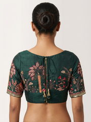 Bottle Green Floral Blouse