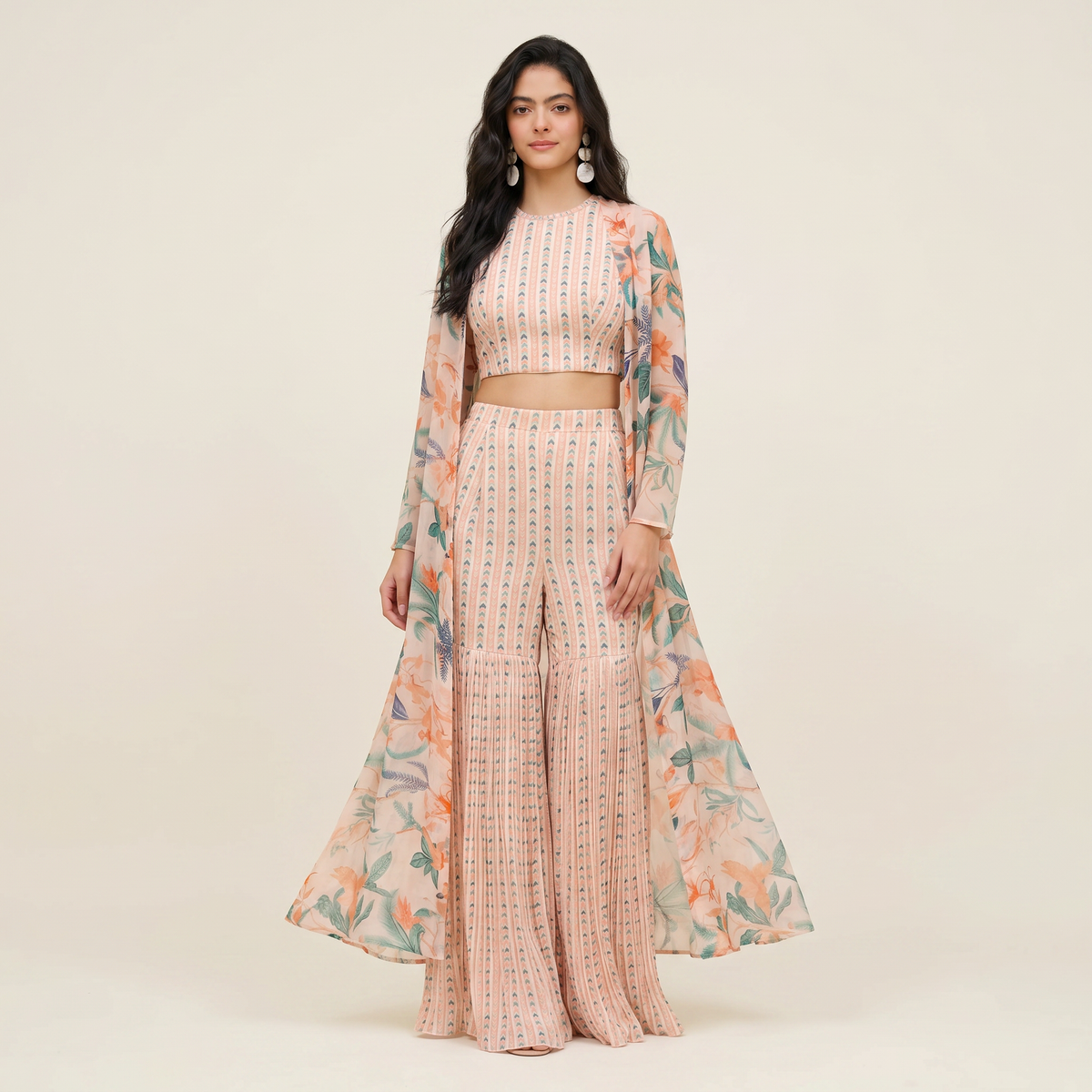 Zahia Peach Cape Set