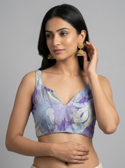 Blue Floral Highlighted Blouse