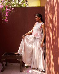 Chaitra Jumpsuit With Cape - Chrome Grey