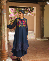 Aabha Kurtha Set - Navy Blue