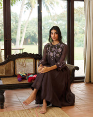 Trisha Kurtha Set - Chocolate Brown