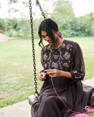 Trisha Kurtha Set - Chocolate Brown