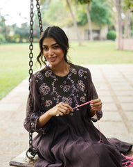 Trisha Kurtha Set - Chocolate Brown