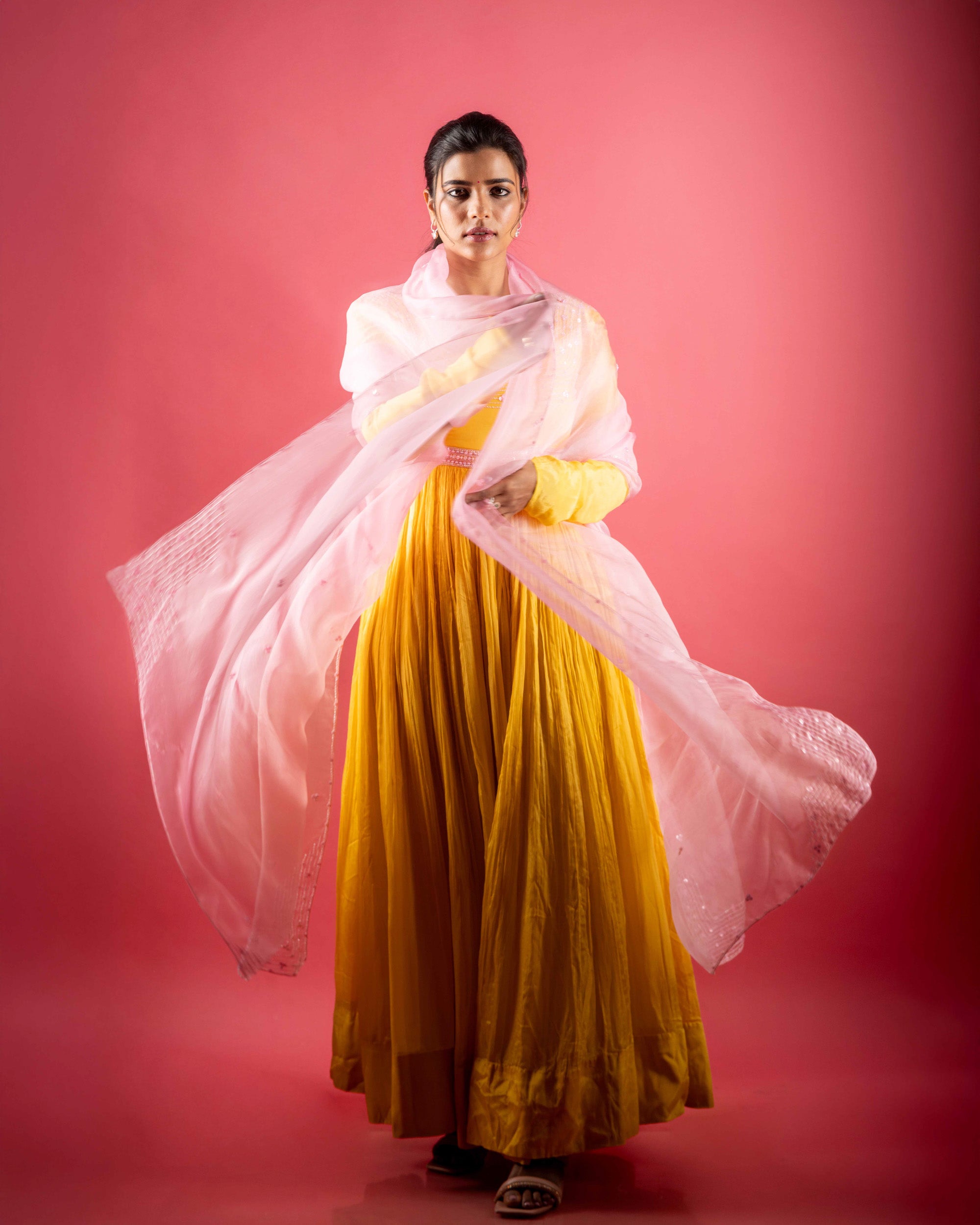 Fana Yellow Dress with Pink dupatta | Aishwarya Rajesh