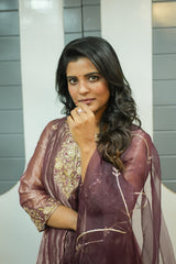 Mariam Plum Kurti Set With Dupatta | Aishwarya Rajesh