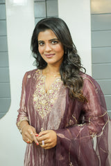 Mariam Plum Kurti Set With Dupatta | Aishwarya Rajesh