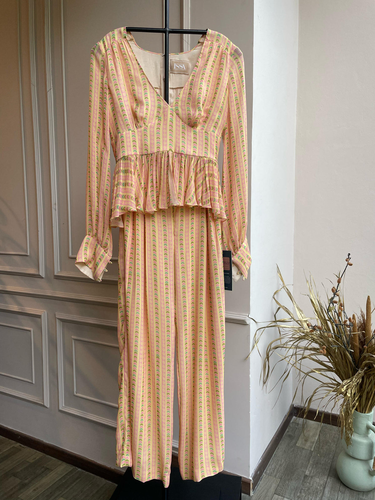 Analice-Yellow Lines Peplum Co-ord Set