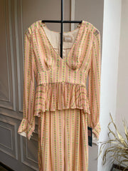 Analice-Yellow Lines Peplum Co-ord Set
