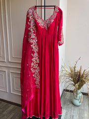 Aynoor Red Anarkali with Dupatta