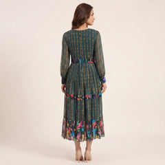 Ara Tiered Dress- Bottle Green