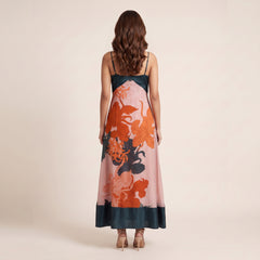 Noir Floral Mexi Dress- Crimson