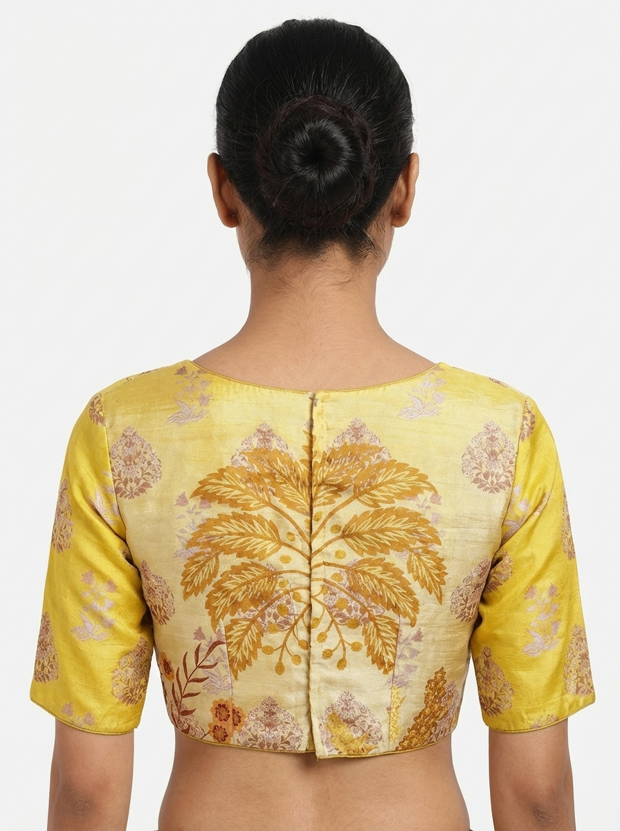 Half White and Yellow Blouse