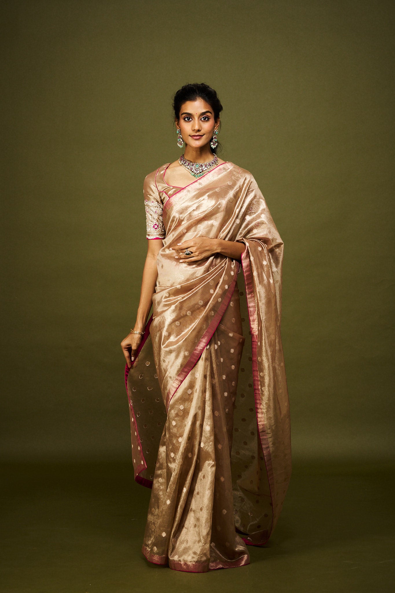 Binita saree set - Copper Gold