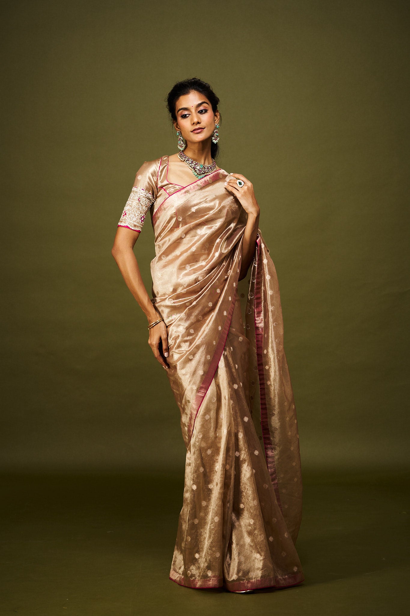 Binita saree set - Copper Gold