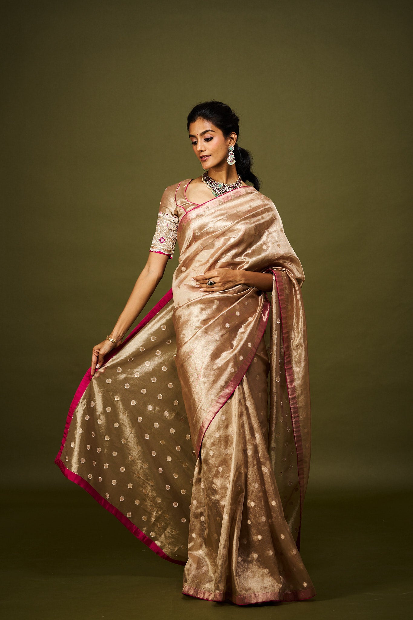Binita saree set - Copper Gold