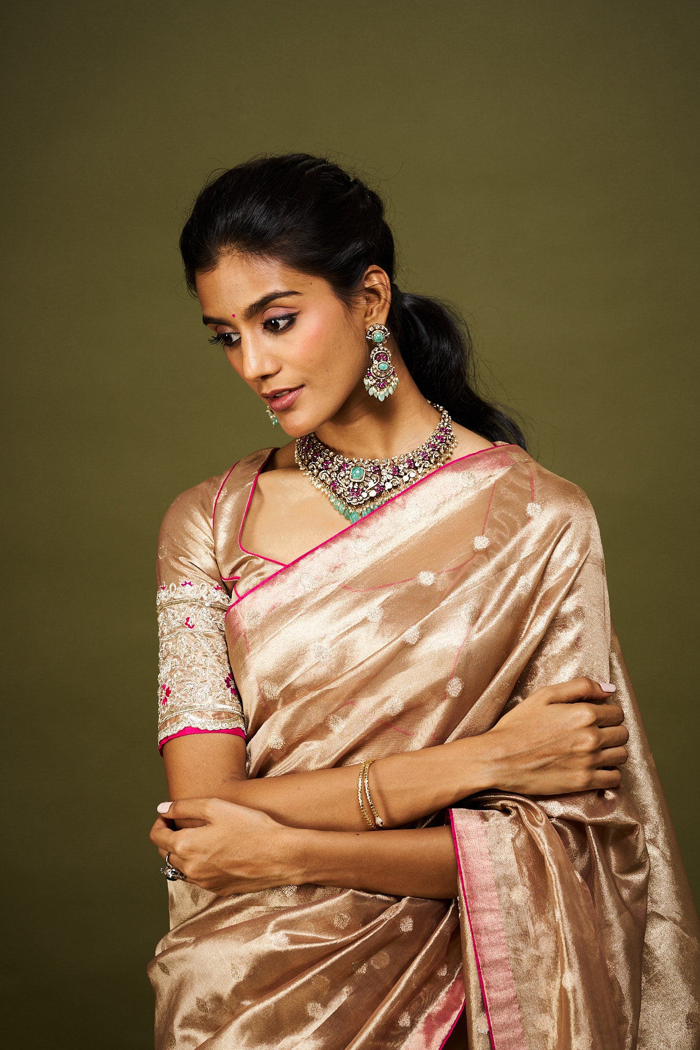 Binita saree set - Copper Gold