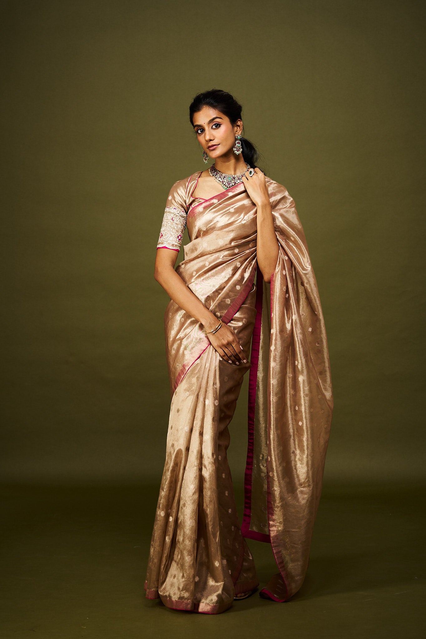 Binita saree set - Copper Gold
