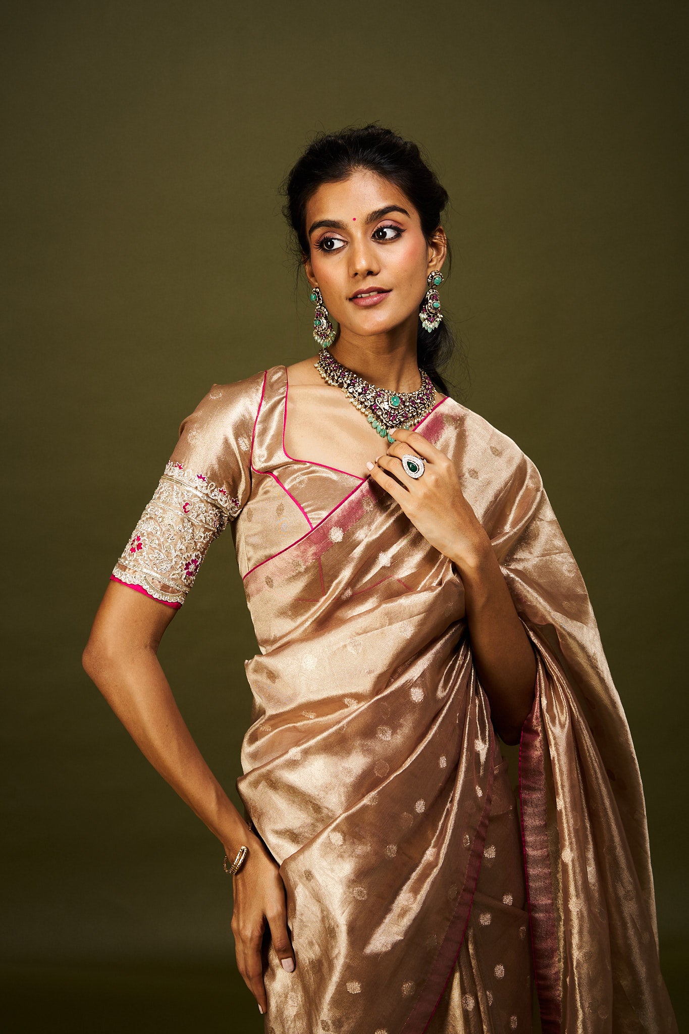 Binita saree set - Copper Gold