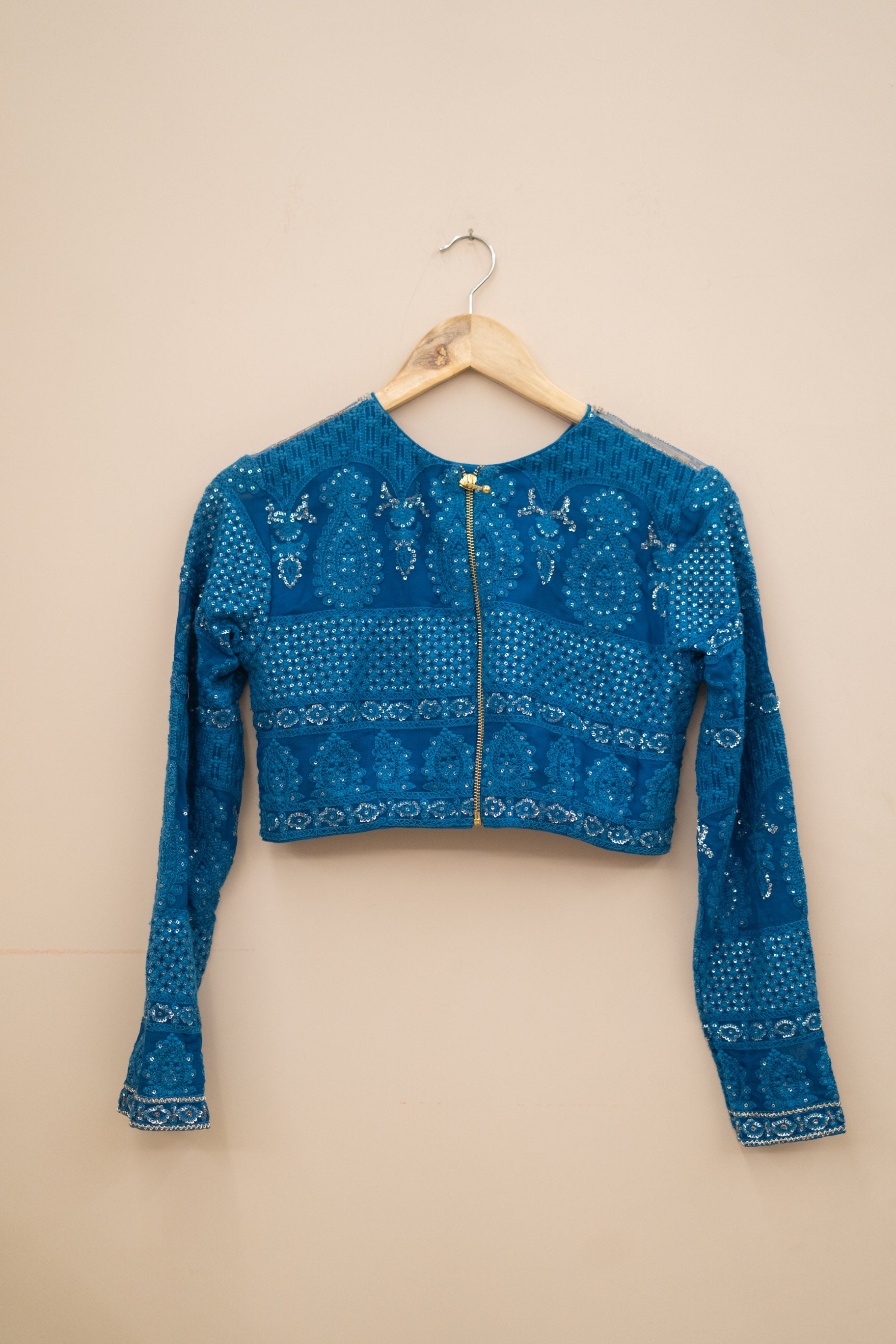 Display Product - Blue Chikankari Embroidery Blouse