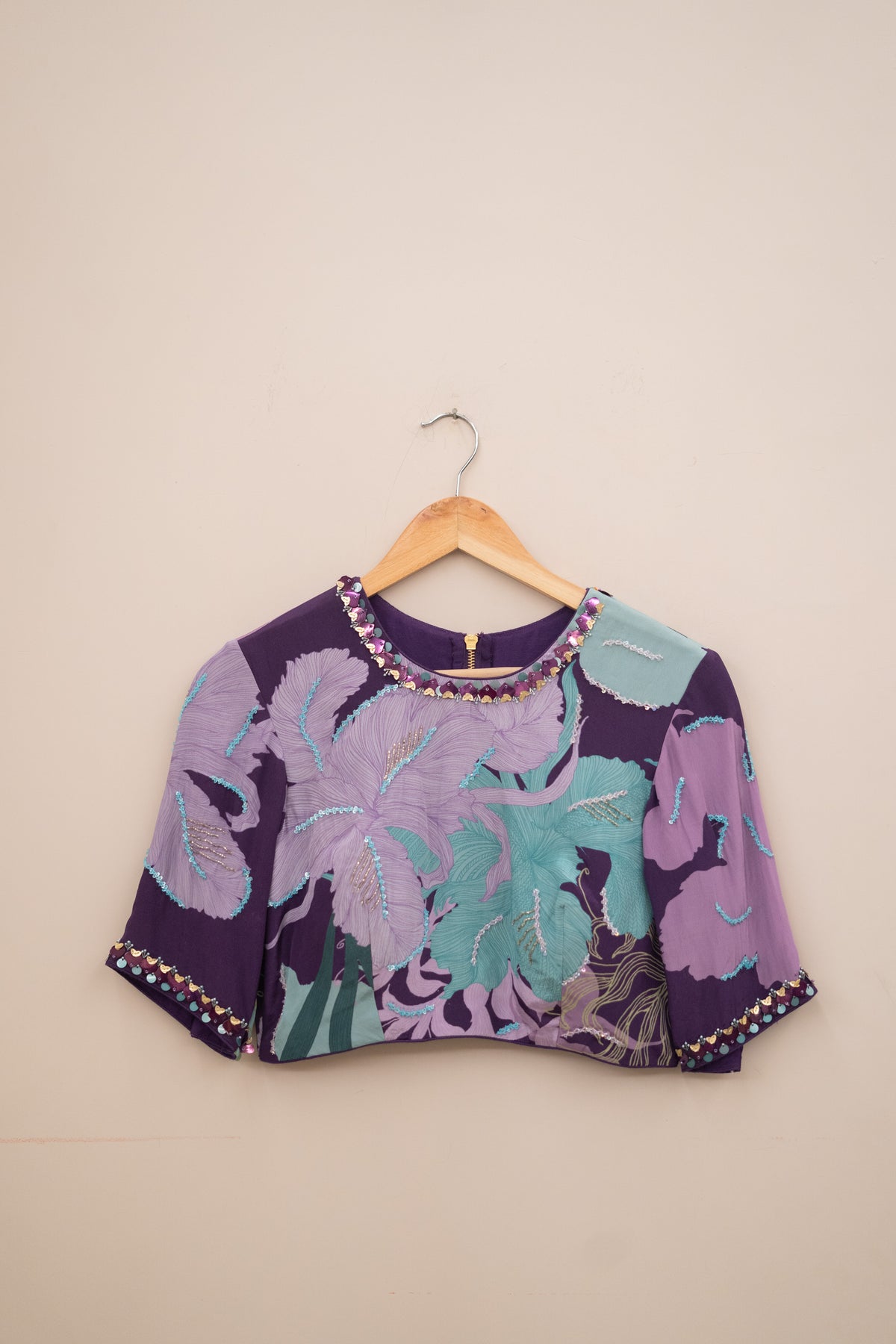 Display Product - Purple Floral Embroidery Blouse