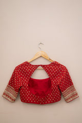 Display Product - Red Rawsilk Embroidery Blouse