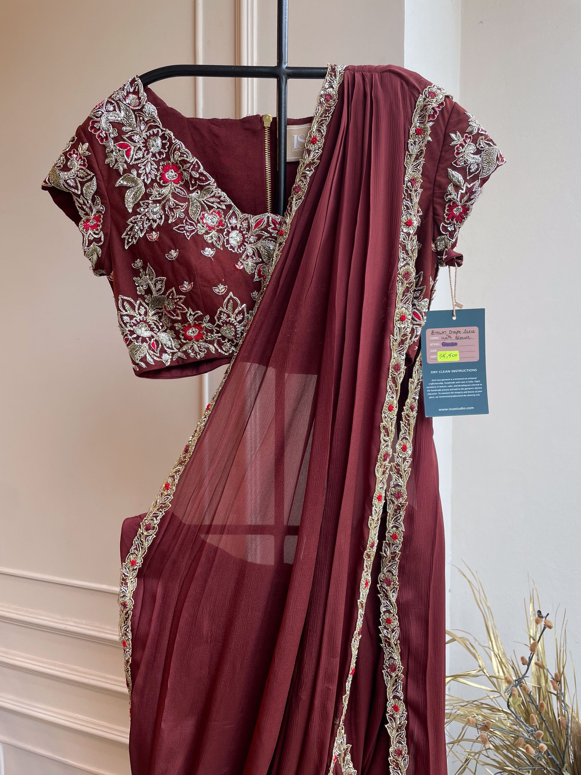 Brown Drape Saree with Blouse