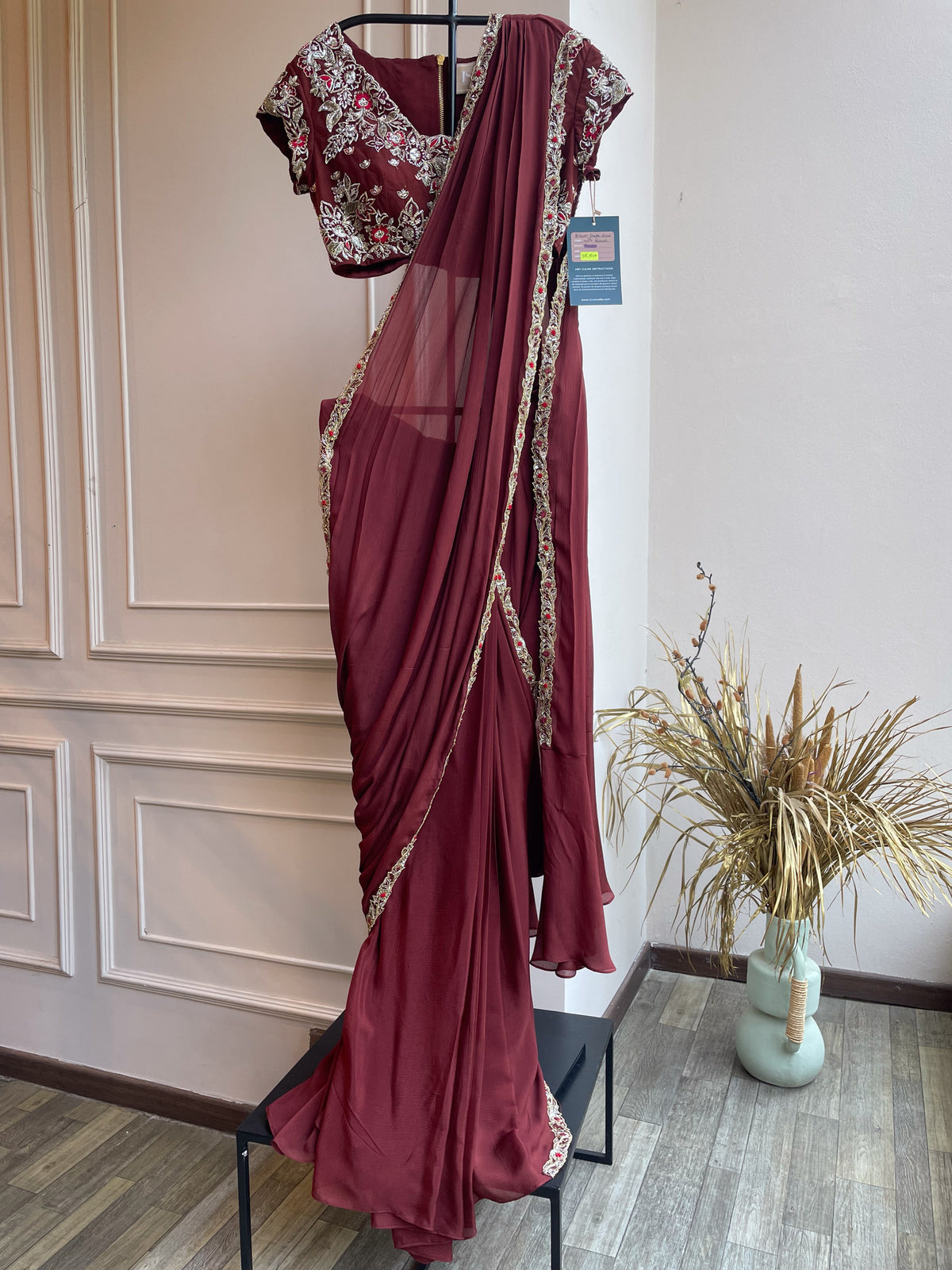Brown Drape Saree with Blouse