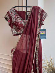 Brown Drape Saree with Blouse