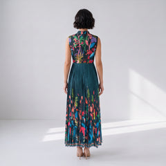 Dhara Floral Dress-Emerald Green