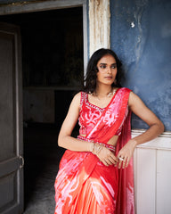 Nora drape saree - Crimson