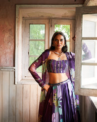 Zera lehenga set- Dewberry