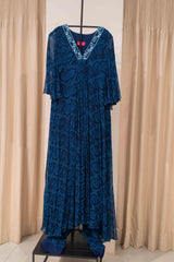 Display Product - Deep Blue Bandini Pleated Dress