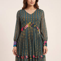 Ara Tiered Dress- Bottle Green