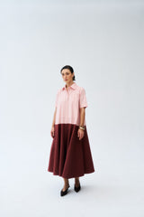 Zariah Dress - Peach & Brown