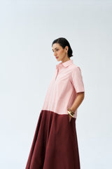 Zariah Dress - Peach & Brown