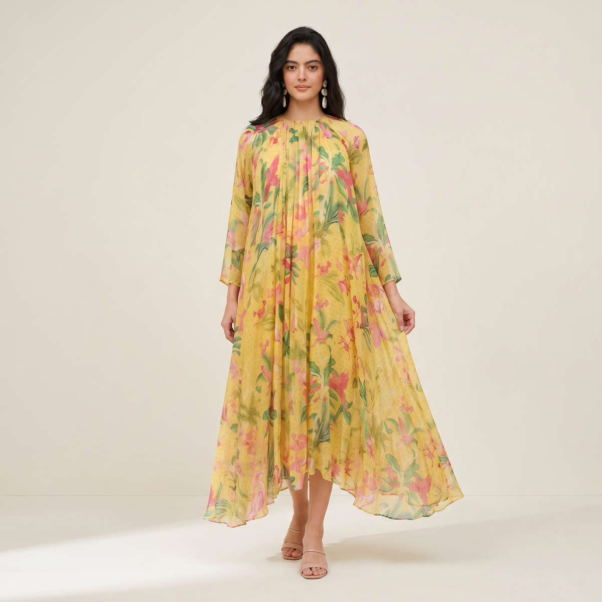 Raaha Floral Dress-Yellow