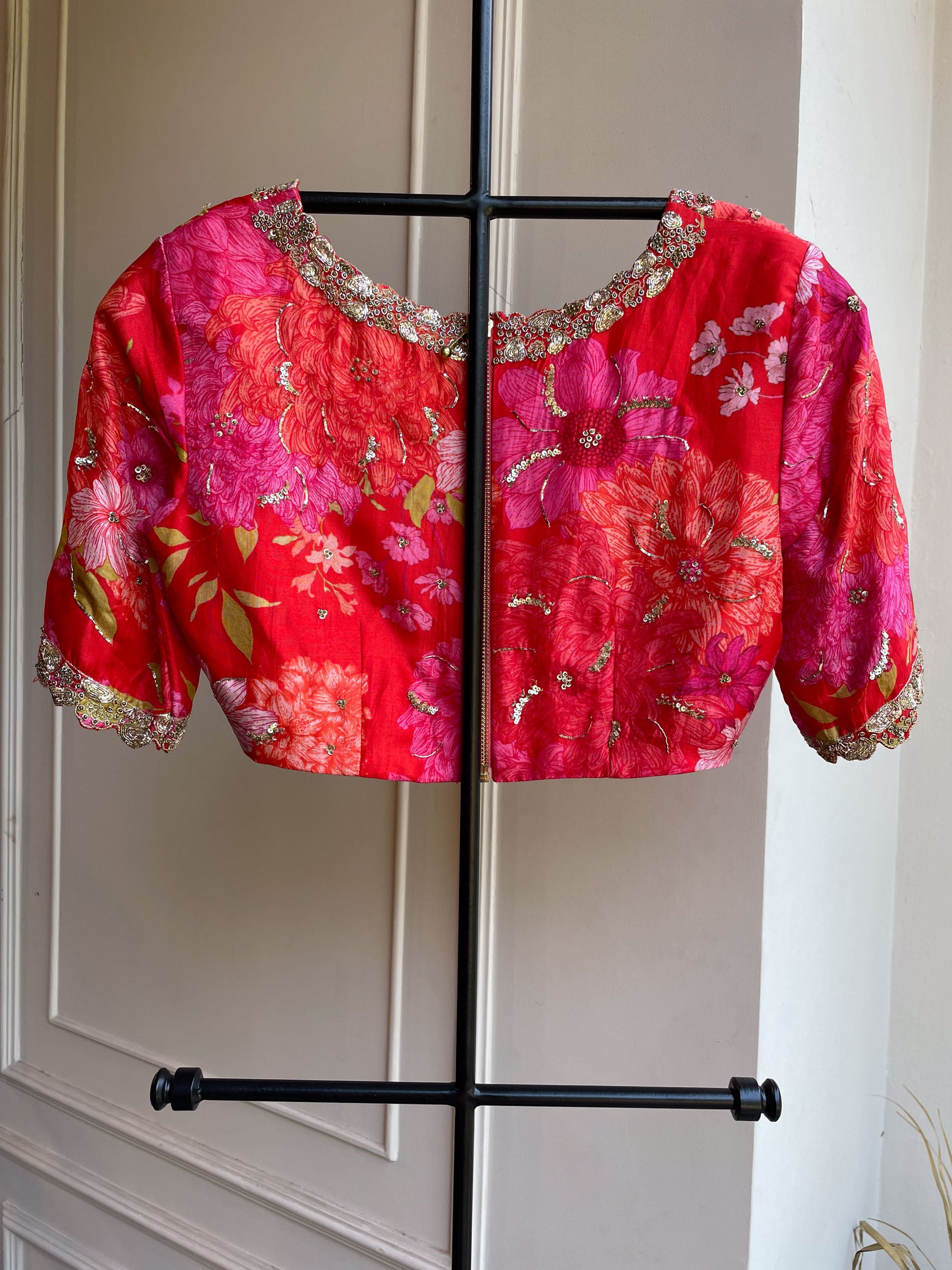 DS - Floral Embroidered Blouse - Red