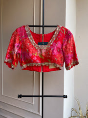 DS - Floral Embroidered Blouse - Red