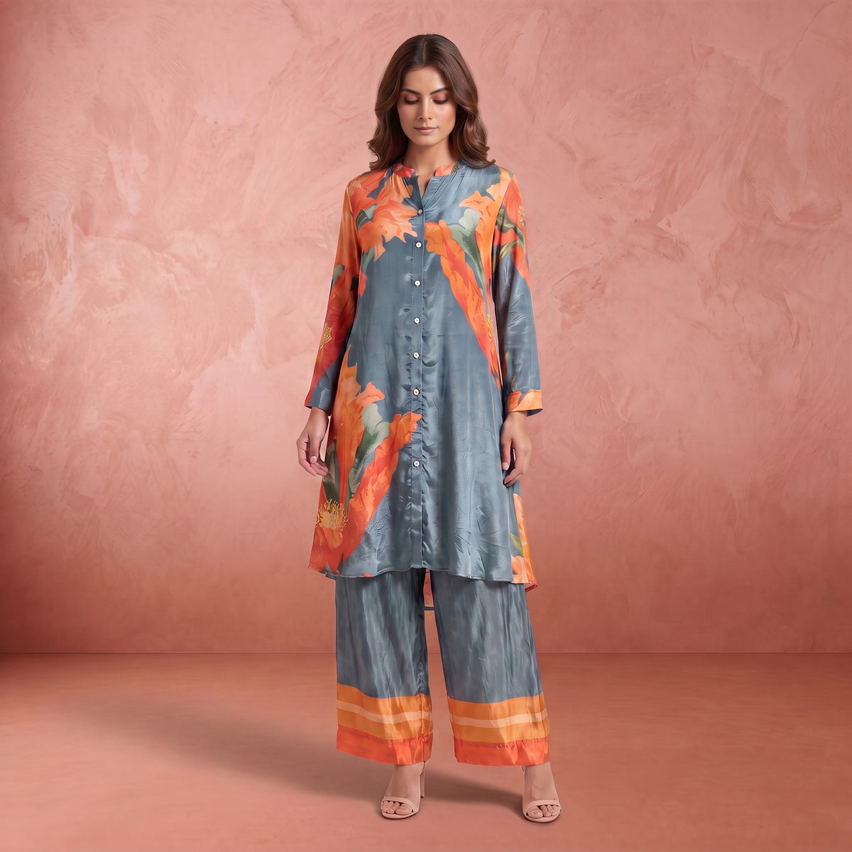 Saba Kurtha Set- Bluish Grey