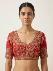 Red Rawsilk Blouse